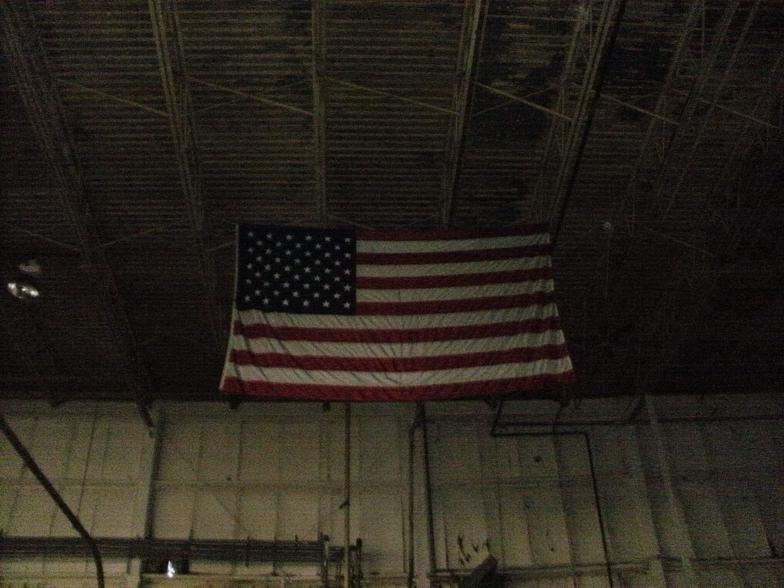 American flag left in abandoned building